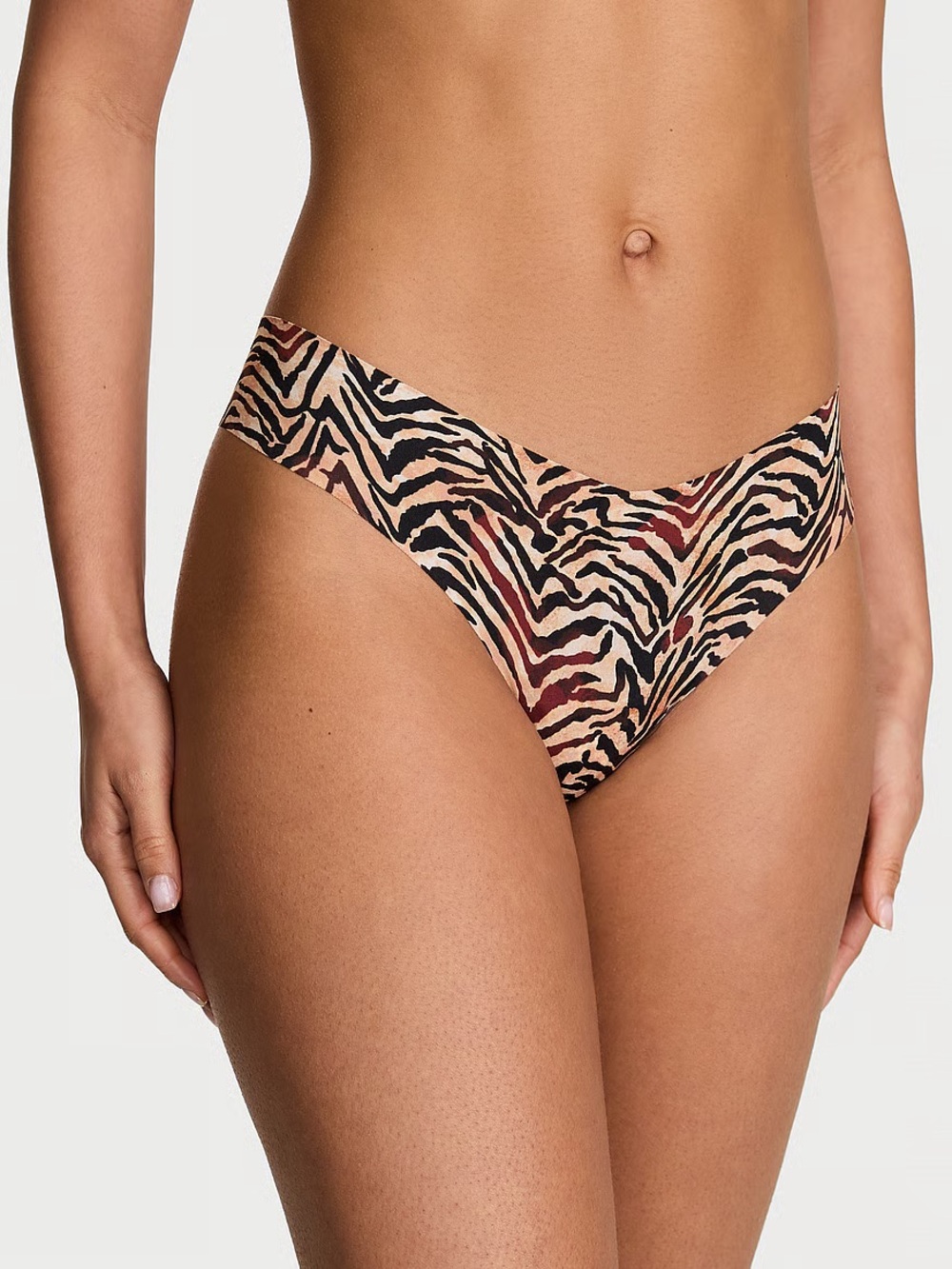 Victorias Secret VS Underwear No-Show Thong Panty XS Tiger Animal Print Seamless